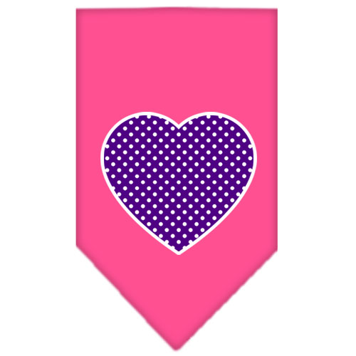 Purple Swiss Dot Heart Screen Print Bandana Bright Pink Large